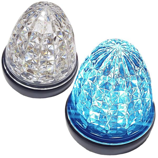 Customize 24V トラック用 LED マーカーランプ サイド マーカー クリスタルカット仕様 16LED 汎用 クリアレンズ アイスブルー 2個セット 2024年版