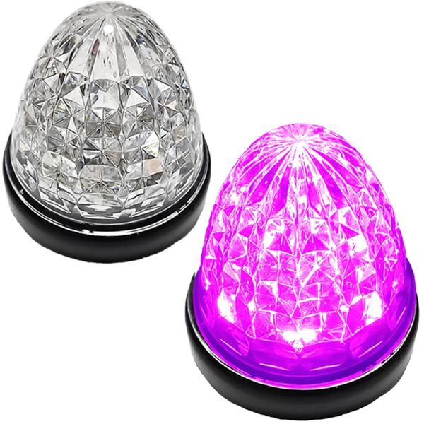 Cu 24V トラック用 LED マーカーランプ サイド マーカー クリスタルカット仕様 16LED 汎用 クリアレンズ ピンク 2個セット シーリング防水 2024年版