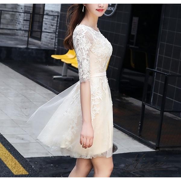 パーティードレス ミニ丈 五分袖 花柄 刺繍 Aライン 白 レース ワンピース ドレス ワンピ 結婚式 二次会 お取り寄せ Buyee Buyee 日本の通販商品 オークションの代理入札 代理購入
