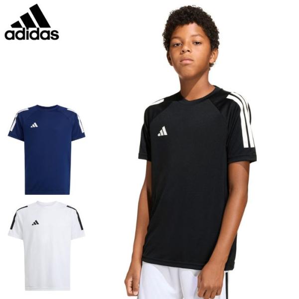 アディダス ジュニア Tシャツ 半袖 ランニング サッカー キッズ 子ども スポーツ トレーニングウェア 運動 黒 ネイビー ブラック 白 ホワイト adidas IK951