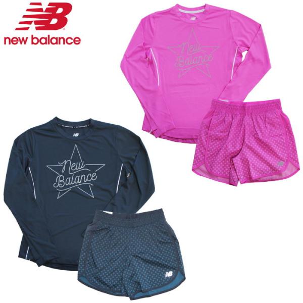 ニューバランス レディース ランニングセット トップス 長袖 Tシャツ ショートパンツ パンツ ズボン ランニング ジョギング New Balance AWT0306Y-AWS0308Y