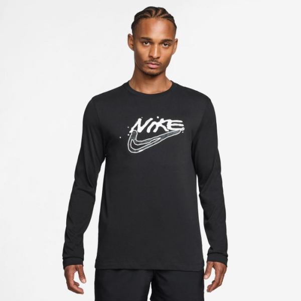 ナイキ メンズ 長袖シャツ ロングスリーブシャツ ロンT Tシャツ 普段着 ランニング スポーツウェア ブラック NIKE HV4172-010