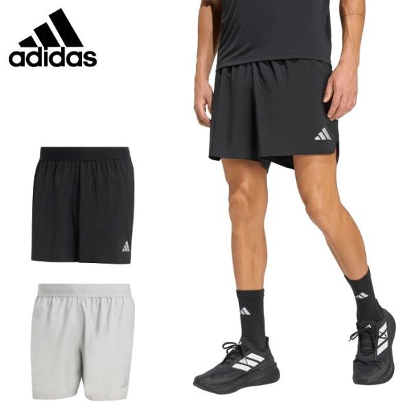 アディダス メンズ ランニングパンツ ランパン 5インチ マラソン 陸上 ランナー トレーニング スポーツウェア 軽量 ブラック グレー adidas QY036