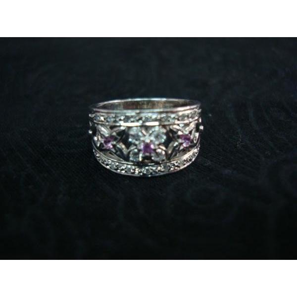 JG 指輪 Pt900 高級 ダイヤモンドリング0.25ct ピンク色石 11号 豪華