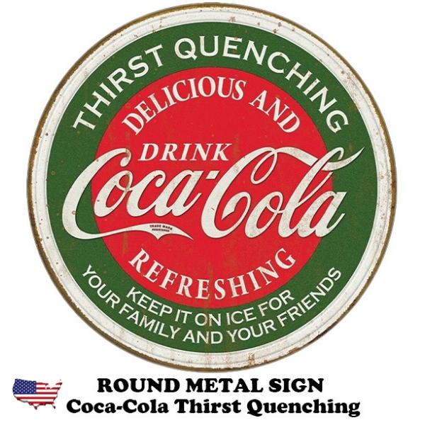 ◆レトロ◆ブリキ看板◆アメリカン 丸型ブリキ看板 コカ・コーラ アンティーク調 Coca Cola ブリキ看板 コカコーラ ビンテージ エンボスメタル