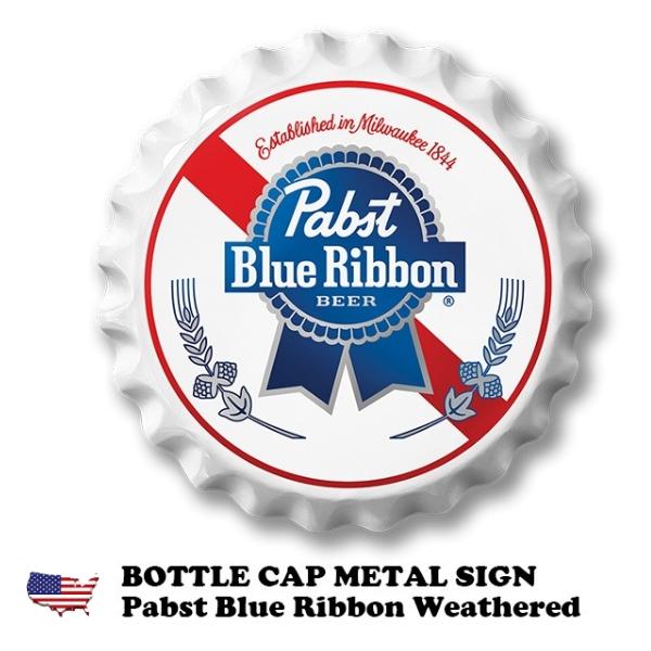 パブストビール ブリキ看板 アメリカン アメリカン雑貨 おしゃれ ガレージ ボトルキャップ メタルサイン Pabst Blue Ribbon レトロ