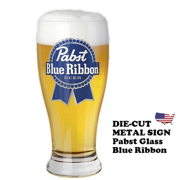パブストビール ブリキ看板 大型 アメリカン アメリカン雑貨 おしゃれ ガレージ ダイカット エンボス メタルサイン Pabst Glass Blue Ribbon レトロ