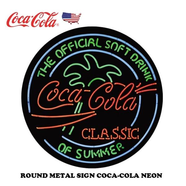 Coca Cola（コカコーラ） 看板 COCA COLA NEON ラウンド メタルサイン