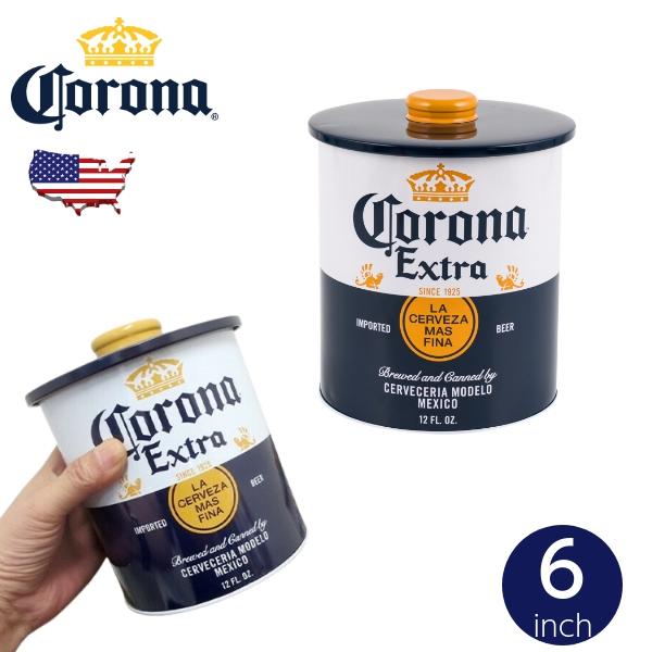 コロナビール キャニスター 缶 6インチ 丸型 蓋つき コロナビール雑貨
