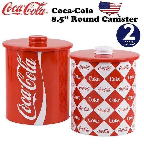 Coca Cola コカコーラ キャニスター 缶 2個セット 8.5インチ 丸