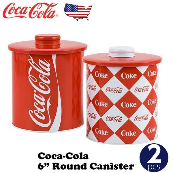 Coca Cola（コカコーラ） キャニスター 缶 2個セット 6インチ 丸型