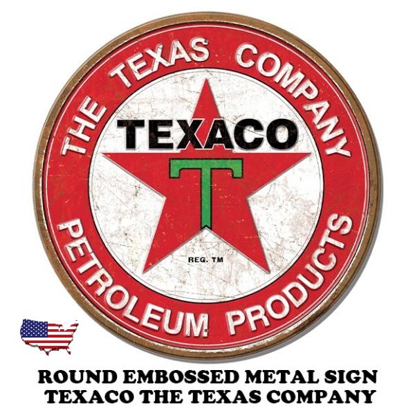 ブリキ看板 アメリカン ガレージ テキサコ 丸型 看板 ラウンド
