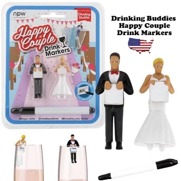 アメリカ直輸入 USAバーション コップのフチ子日本で有名な「コップのフチ子」のアメリカン 新郎＆新婦バーションです。新郎新婦やカップルのグラスにこの「Bride &amp; Groom Drink Markers」を留めるだけで、素敵な一...