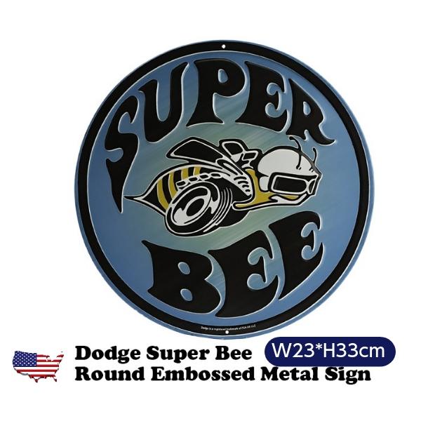ブリキ看板 ダッジ DODGE SUPER BEE 丸形 ガレージ アメリカン
