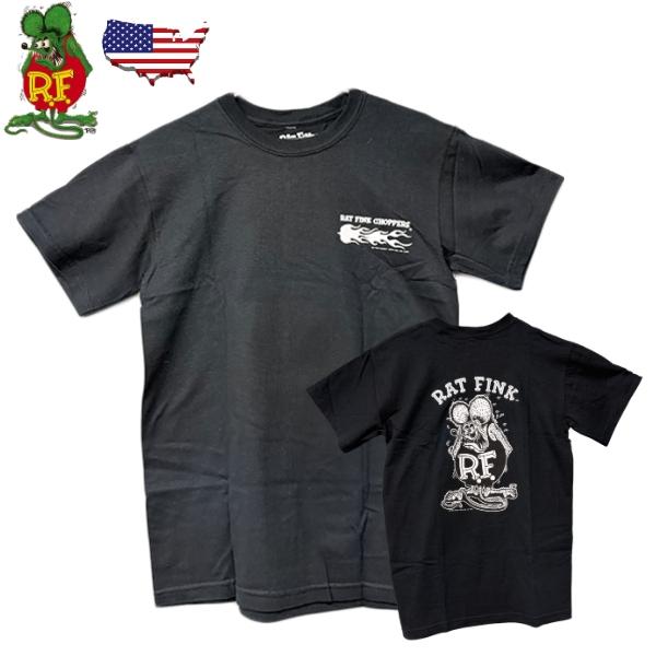 Rat Fink ラットフィンク Tシャツ Choppers ブラック 黒 半袖 メンズ Sサイズ バックプリント アメカジ ホットロッド チョッパー アメカジ 男性 40代 50代 60代