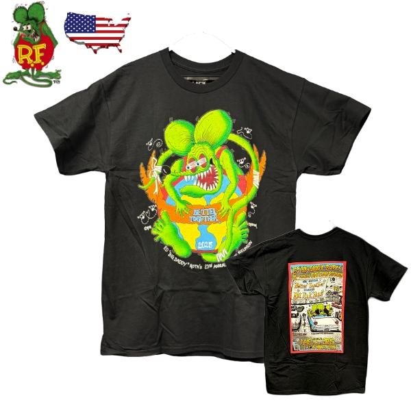 ラットフィンク Tシャツ 2025 リユニオン 23rd 記念モデル Lサイズ ブラック Rat Fink 綿 コットン 100% 両面プリント ホットロッド アメカジ 40代 50代 60代