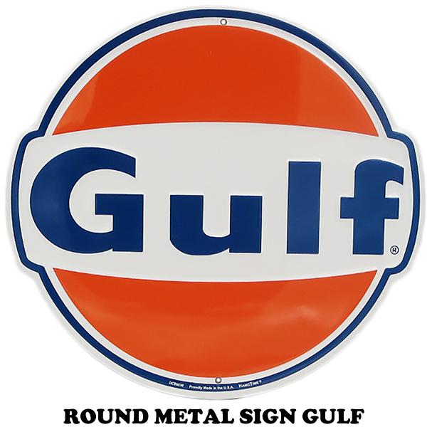 アメリカ製】ラウンドメタルサイン GULF アメリカの石油会社ガルフの