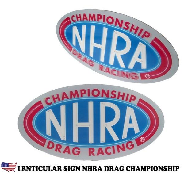 アメリカ直輸入レンチキュラーレンズで3D効果 USライセンスNHRAのレンチキュラー看板です。シート状のレンチキュラーレンズ（カマボコ型の凸レンズ）を用いて、見る角度によってアニメーションのように動いて見えたり立体に見えたりますよ♪大きさも...