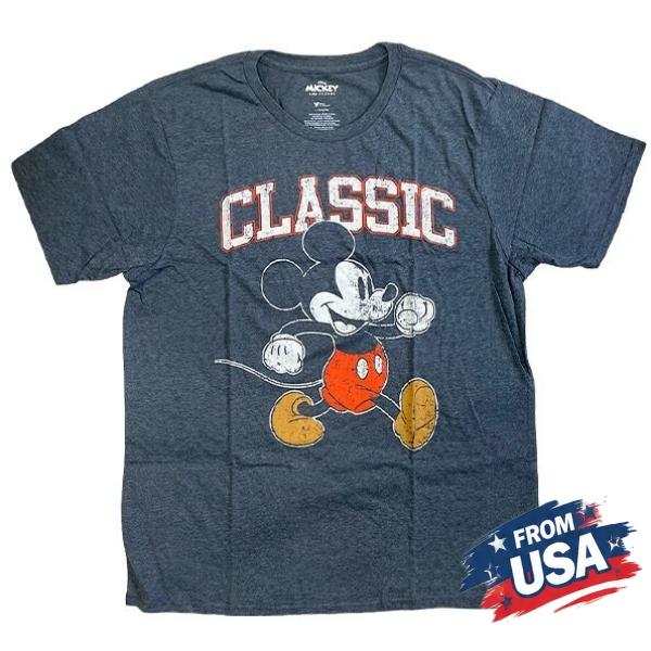 ミッキーマウス Tシャツ メンズ 半袖 アメリカン Lサイズ グレー アメカジ ストリート カジュアル キャラクター ゆったり 20代 30代 40代 50代 レトロ