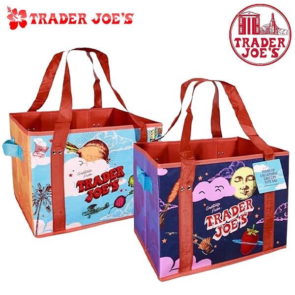 TRADER JOE'S トレーダージョーズ エゴバック スタンドアップ コラプシブル グロサリートートバッグ 新作 お土産 アメリカン雑貨 ロサンゼルス 折畳み 自立型