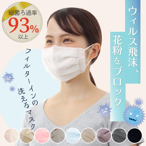 ウイルス飛沫 花粉  カット フィルタ入り 洗える布マスク ガーゼマスク ノーズワイヤー   日本製 やさしいマスク 潔-isagiyoi-MASK