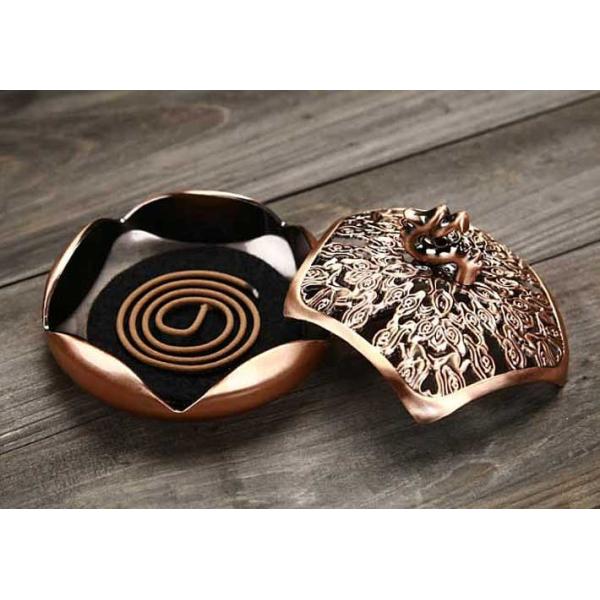 香炉 龍五角蓋 ブロンズ お香立て コーン・渦巻きタイプお香向け atk