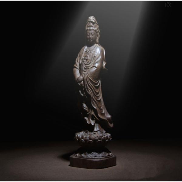 聖観音菩薩立像 癒し仏具 仏像 菩薩像 観音像 木彫り 彫刻 菩薩像