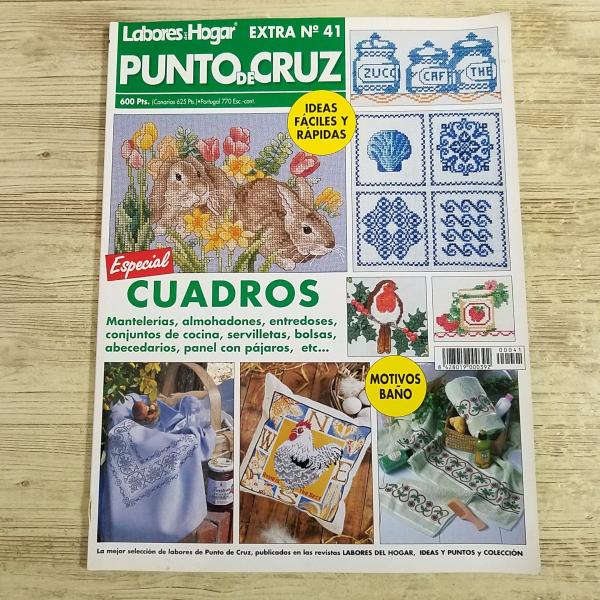 手芸系[スペイン刺しゅう雑誌 Labores del Hogar Extra No.41 Punto de Cruz: Especial Cuadros] 刺繍画 クロスステッチ 洋書 スペイン語
