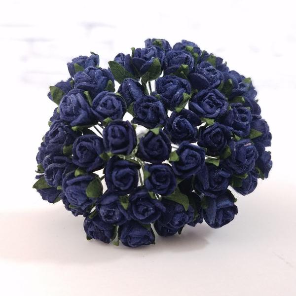 造花[ミニ・ペーパーフラワー バラ（紺色 #175） 直径約5-8mm 50本] 手作り ハンドメイド リース アートフラワー コサージュ