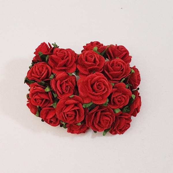 造花[ミニ・ペーパーフラワー バラ（赤 #101） 直径約20mm 20本