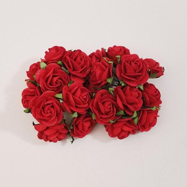 造花[ミニ・ペーパーフラワー バラ（赤 #101） 直径約25mm 20本] ハンドメイド リース アートフラワー コサージュ