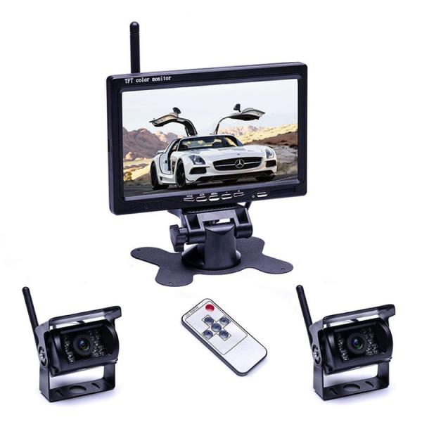 7インチモニター+カメラ2個搭載ワイヤレスバックカメラセット 防水 暗