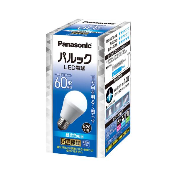 パナソニック パルック LED電球 口金直径26mm 60W形相当 昼光色 シリカ電球同サイズ 断熱材施工/密閉型/屋外器具対応 LDA7D