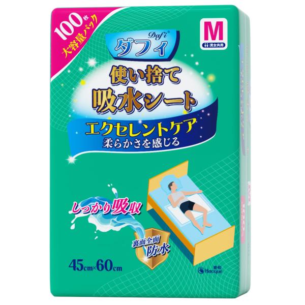 ダフィ 吸水シート 100枚 45x60cm 防水シート 使い捨て 介護用 防水シーツ 抗菌ポリマー ふとん安心 おむつかえシート ベッド