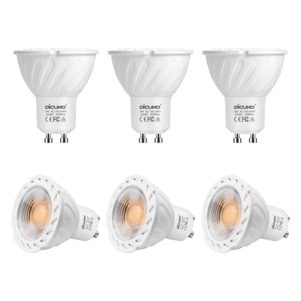 DiCUNO LED電球 GU10口金 スポットライト 6W 60Wハロゲン相当 600lm 電球色 3000K AC100-240V 調光