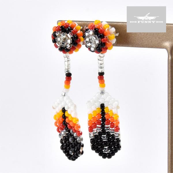 インディアンジュエリーnavajoナバホ オニキス×シルバービーズピアス Indian Jewelry FUNNY公式ストア ナバホ族 オニキス ピアス