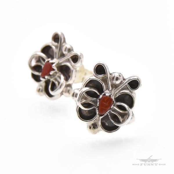 Indian Jewelry FUNNY公式ストア ズニ族 バタフライ ピアス コーラル