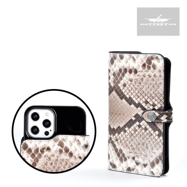 高級感あふれるダイヤモンドパイソン革スマホケース