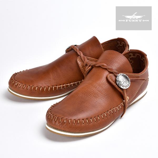 2ヶ月以内発送 FUNNY公式ストア モカシン ラコタ タン 靴 本革 牛革