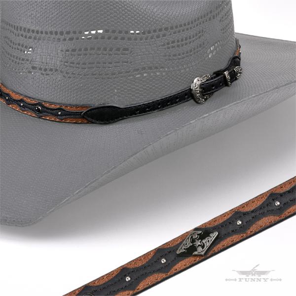 FUNNY公式ストア M&Fウエスタン コンチョ付き ツートンレザー ハット