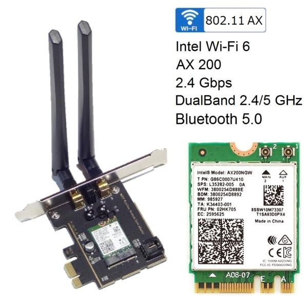 Intel インテル AX200 NGW (2,400Mbps) Wi-Fi 6 MU-MIMO & Bluetooth5 11ax PCI-Express 組込済 5個セット