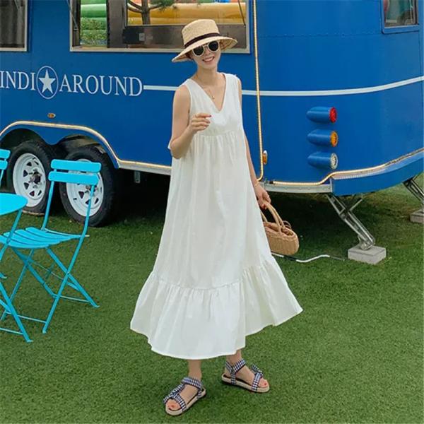 ブランドのギフト レディースファッションワンピース春夏おしゃれかわいい リネンワンピースノースリーブ夏ナチュラルロングマキシ丈白 ホワイトレディースリゾートワンピおしゃれ大人きれいめゆったりワンピ ワンピース チュニック Www Santoangelbritishschool Es