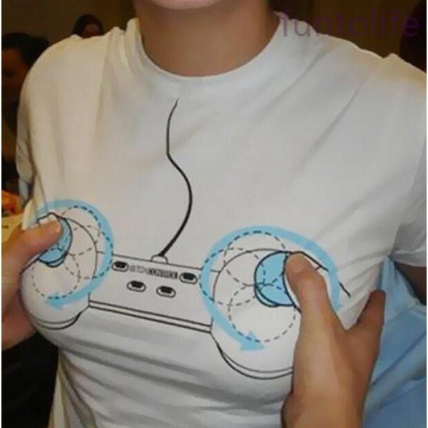 夏半袖tシャツレディース日常服通学服団服個性tシャツ面白いｔシャツ3ｄネタｔシャツおっぱいゲームtシャツ超ネタキー Rexxk Jlzas613 Funtolife 通販 Yahoo ショッピング