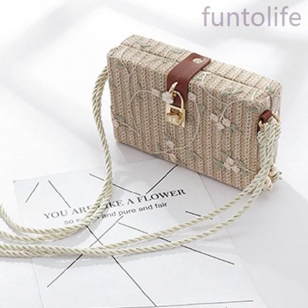 かごバッグ箱型ショルダーバッグ斜めがけカゴバッグ刺繍あけび小さめ長方形インポートエスニックスクエアおしゃれおすすめ大人可愛い肩掛け軽