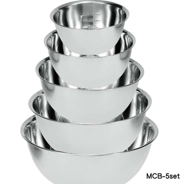 爆買 シェフズボウル ステンレス深型ボウル15・18・21・24・27cm5点セット（目盛付）MCB-5セット おすすめ