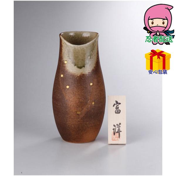 ●現品約13φ×26ｃｍ●陶器（信楽焼）●立札付■信楽焼のみやびな花瓶。なげいれできる花瓶で花をざっくりいけることができる逸品。箱サイズ 約14×14×28cm総重量 約1000g　　　　 お気軽にお問い合わせください。