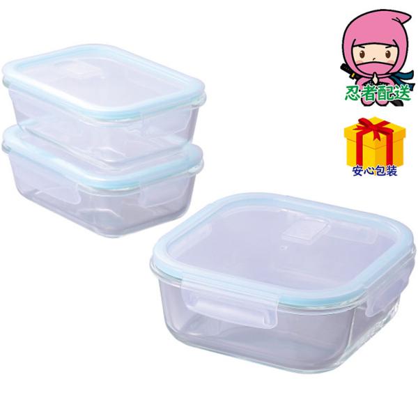 ●本体＝ホウケイ酸ガラス、フタ＝ポリプロピレン●角型640ｍｌ（約17．6×13．1×6ｃｍ・640ｍｌ）×2、角型1．2ｌ（約18．2×18．2×7．2ｃｍ・1．2ｌ）×1箱サイズ 約18.7×18.7×20.7cm総重量 約1800g　...