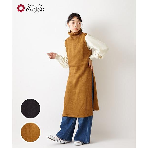 Furifu 2wayニットジレ ふりふオリジナル タートルニット ざっくり レディース タートルネック ロングニットワンピ コートライナー あったか 無地 アクリル 0601 6 050 ふりふ 通販 Yahoo ショッピング