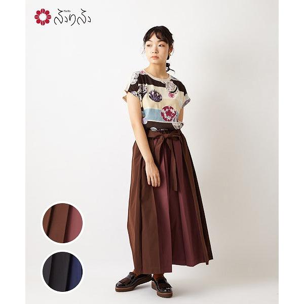 Furifu 配色袴パンツ ふりふオリジナル パンツ 袴パンツ プリーツ 配色 ベルトリボン ウエストゴム レディース ワイドパンツ キュロット 和色 カジュアル 0605 6 ふりふ 通販 Yahoo ショッピング