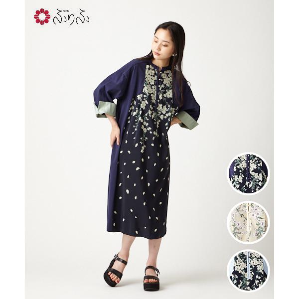 しだれ桜 カットコクーンワンピース 公式 ふりふ 可愛い 大正ロマン レトロ モダン 着物 風 和 着物風 花 桜 和柄 ワンピ しっとり きれいめ レディース 上品 0608 3 ふりふ 通販 Yahoo ショッピング